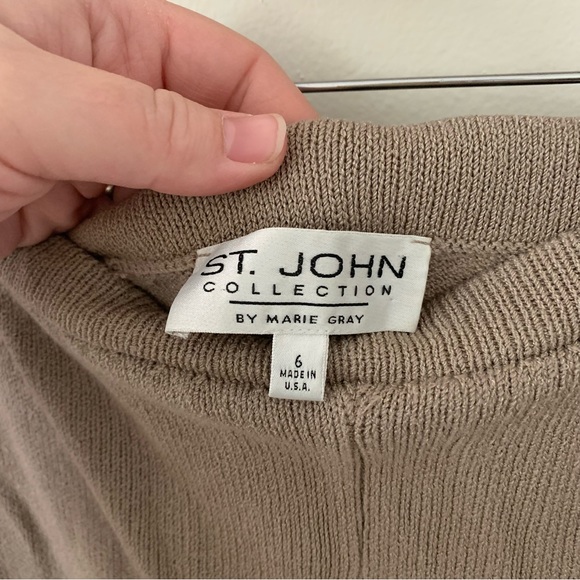 St John Wide Leg Beige Knit Cropped Culottes Size 10 - Picture 4 of 6